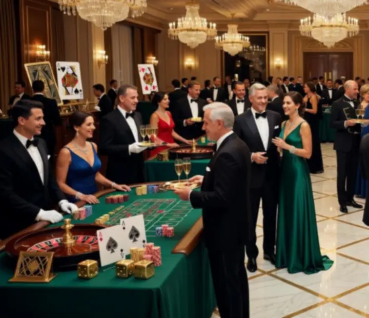 Hosté si užívají luxusní casino event Pragovix u herních stolů